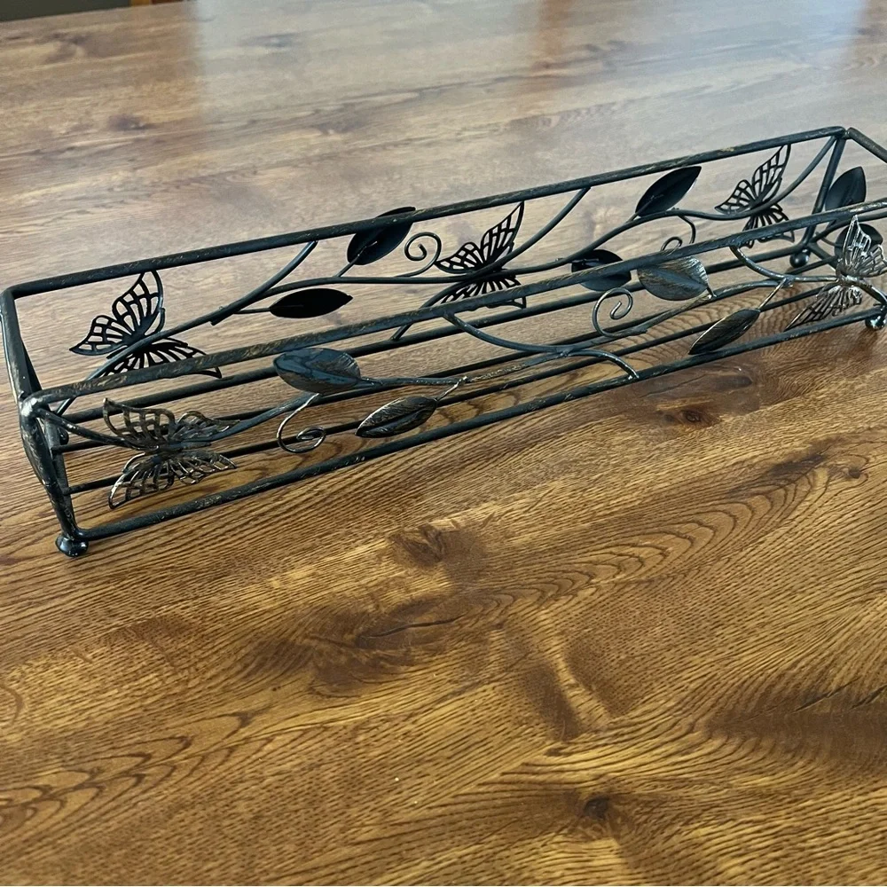 Beautiful Black Metal Butterfly Tea Light Holder